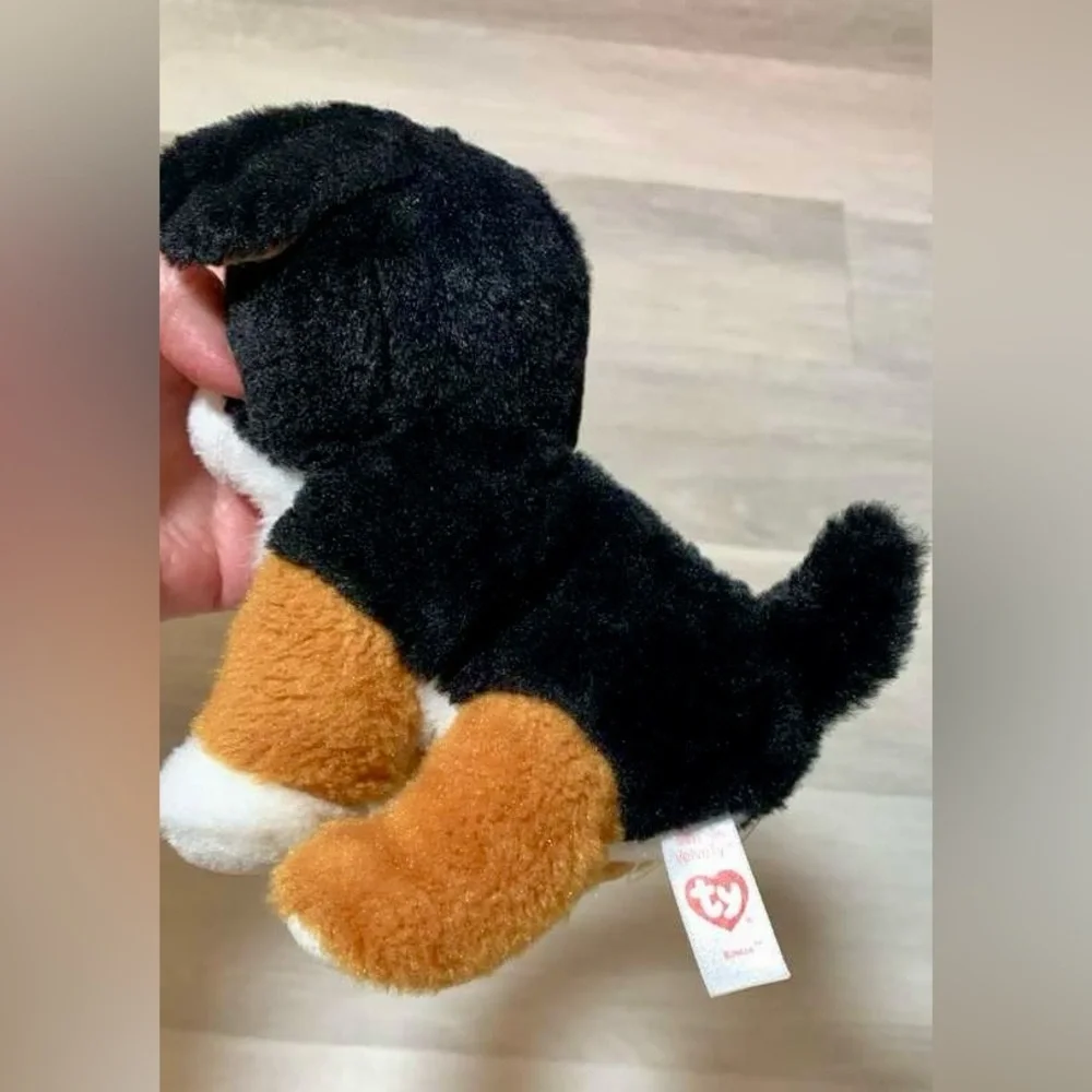 Plush Dog Toy - Black, White, and Brown